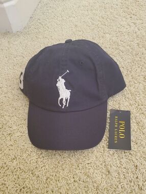 Polo by Ralph Lauren Navy Cap with White Pony Embroidery